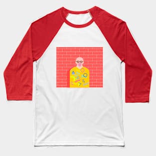 Hipster Bald Dude Baseball T-Shirt